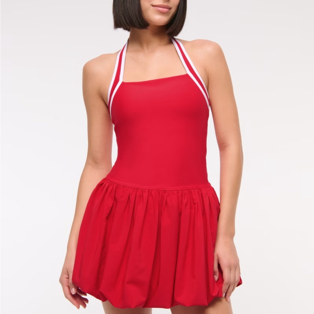 YPB motionTEK Halter Bubble Hem Mini Dress